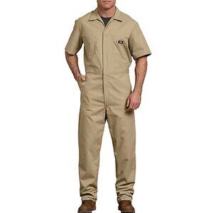 Dickies Mens Stain Resistant Short Sleeve Workwear Coverall - Sz M, Khaki 925191